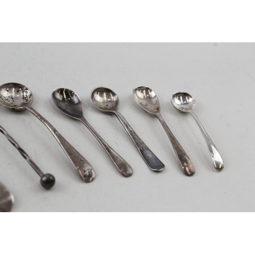 49 - 10 x .925 sterling silver condiment spoons inc georgian etc