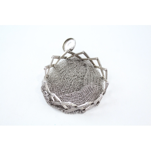 68 - antique .925 sterling silver topped ladies chainmail bag / coin purse