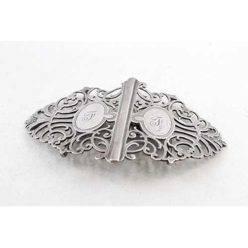 86 - victorian .925 sterling silver ornate ladies belt buckle