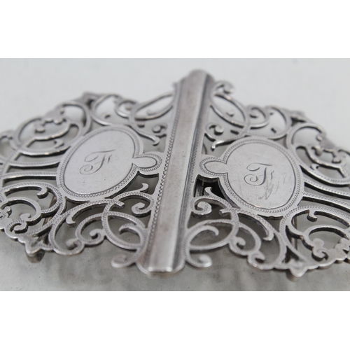 86 - victorian .925 sterling silver ornate ladies belt buckle