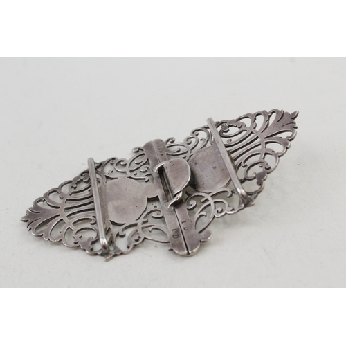 86 - victorian .925 sterling silver ornate ladies belt buckle