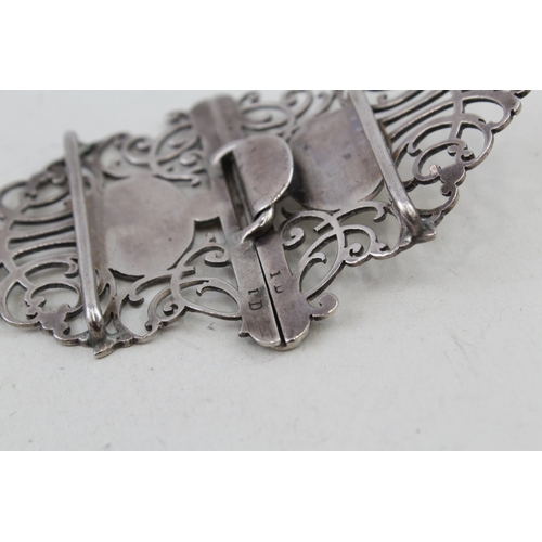 86 - victorian .925 sterling silver ornate ladies belt buckle