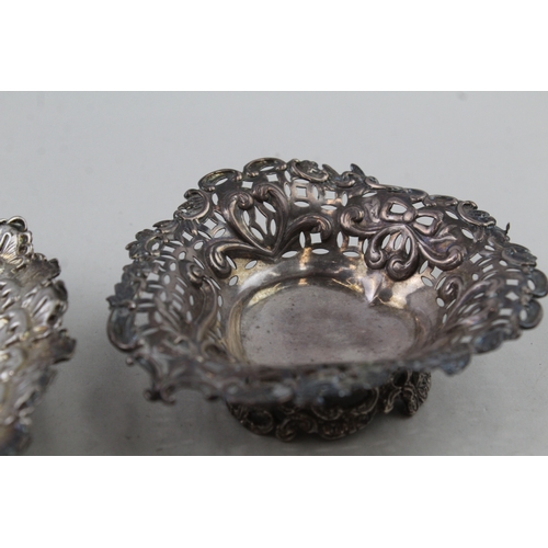 90 - 2 x .925 streling silver victorian pin / trinket dishes