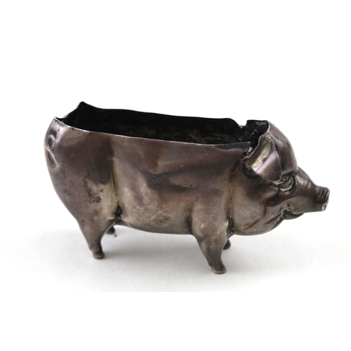 91 - .925 sterling silver antique pin cushion novelty pig