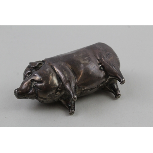 91 - .925 sterling silver antique pin cushion novelty pig