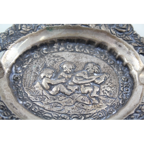 96 - .800 silver cherub detailed ashtray