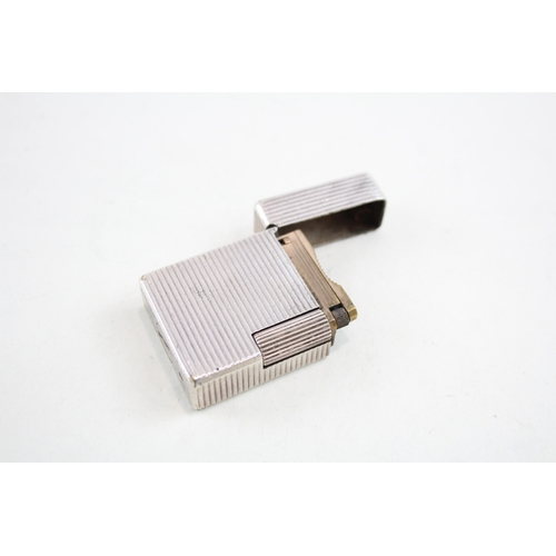 481 - ST Dupont Paris Vintage Silver Plated Pocket Lighter w/ Ribbed Design - Sparks