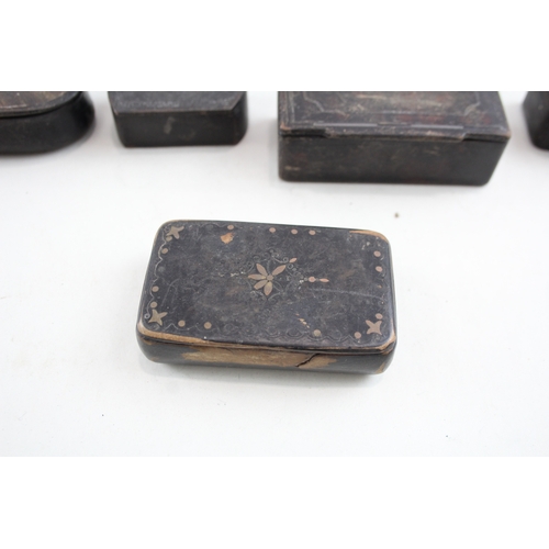 496 - Antique Snuff Boxes Inc Wooden, Inlay, Horn, Etc x 8