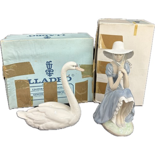 93 - Boxed Lladro Swan No 5230, Boxed Nao lady No 229 La Pamela