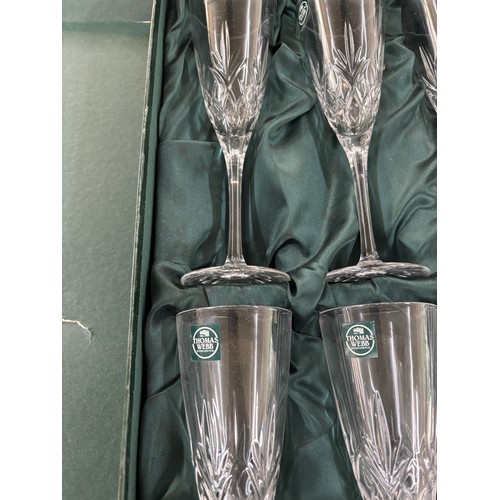 15 - Set of 6 Boxed Thomas Webb crystal champayne glasses