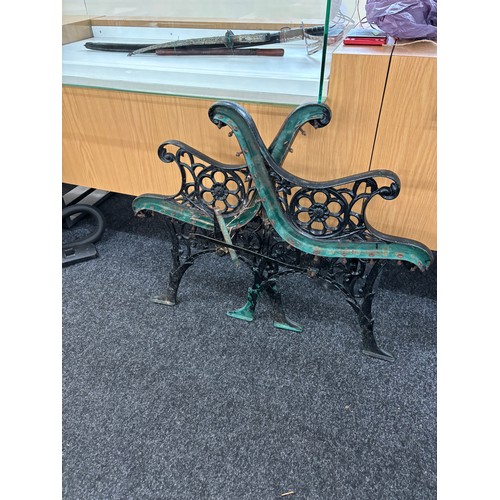 100A - Pair of cast iron bench ends 28 inches tall