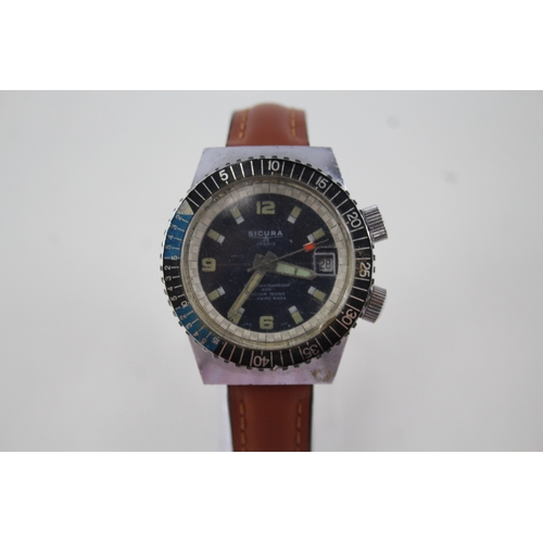 456 - Vintage Sicura Diver Style Watch Hand-Wind Working