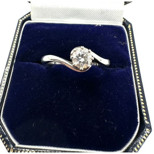 102 - Platinum diamond ring set with single diamond measures approx 5mm dia weight 5.3g