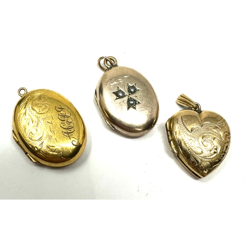 105 - 3 small vintage 9ct gold back & front lockets weight 8.4g