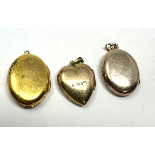 105 - 3 small vintage 9ct gold back & front lockets weight 8.4g