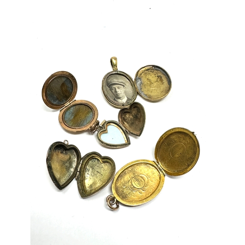 106 - 5 Vintage yellow metal lockets 1 marked b9ct back & front weight appx 20g