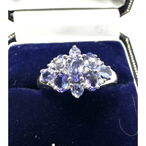 119 - 9ct white gold Tanzanite & diamond ring weight 3g