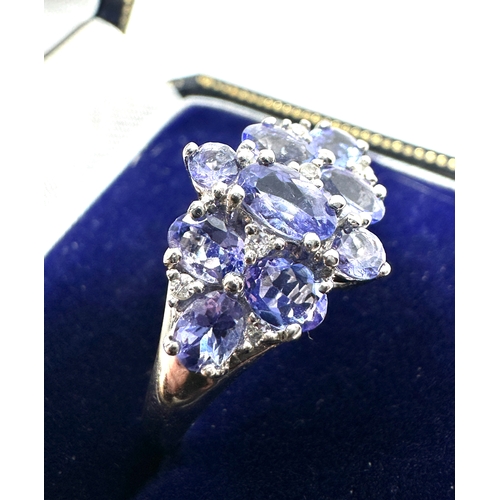 119 - 9ct white gold Tanzanite & diamond ring weight 3g