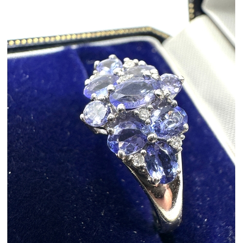 119 - 9ct white gold Tanzanite & diamond ring weight 3g