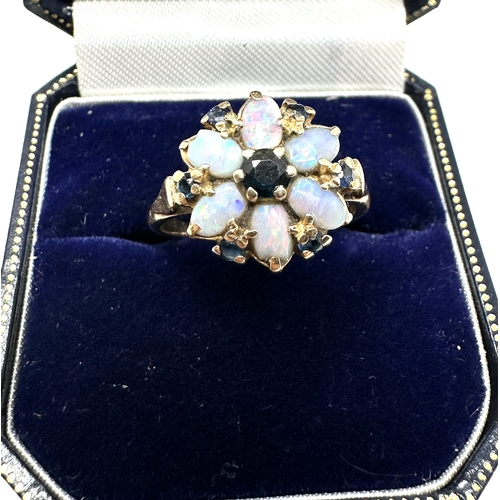 120 - 14ct gold opal & sapphire ring weight 3.5g