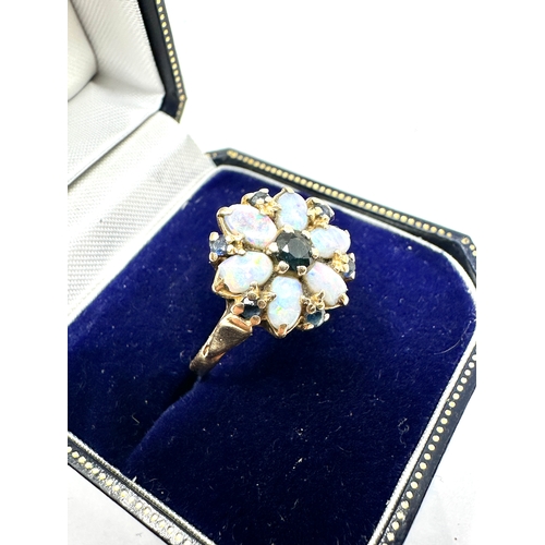 120 - 14ct gold opal & sapphire ring weight 3.5g