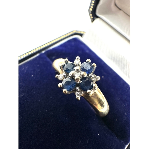 123 - 9ct gold diamond & sapphire ring weight 3.4g