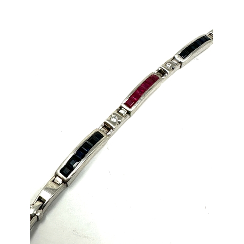 124 - white gold sapphire ruby & diamond bracelet weight  10.1g