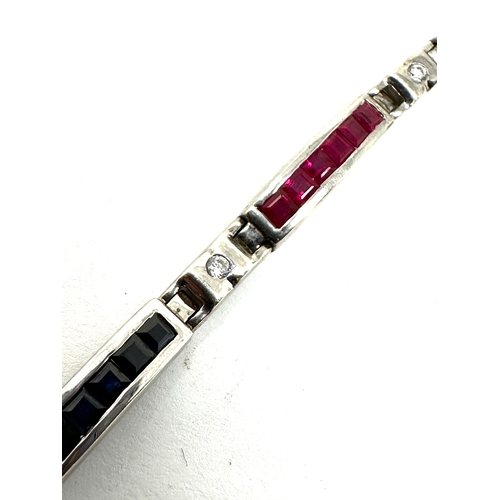 124 - white gold sapphire ruby & diamond bracelet weight  10.1g