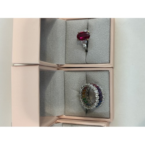 578 - 5 Boxed silver and stone set Diamonique dress rings