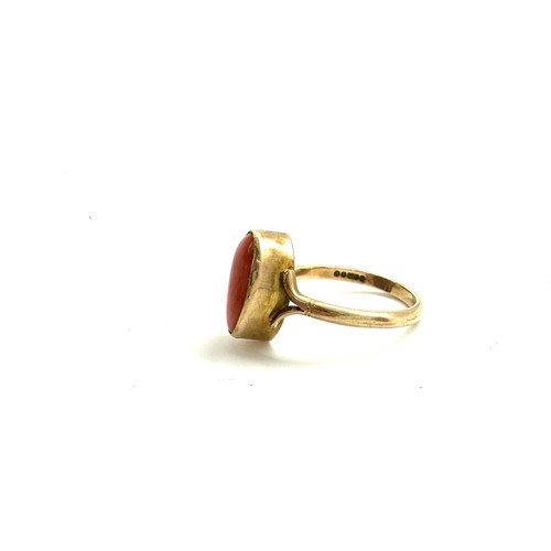 554 - Vintage 9ct gold coral ring, UK ring size, approximate weight 3.2g