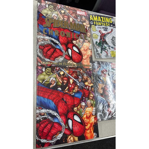 11 - Selection of Marvel merchandise to include fact files calendar, Spiderman and Fantastic Four tin wal... 