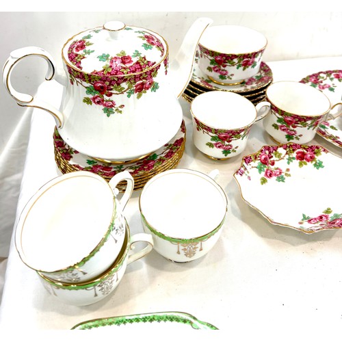 165 - Royal Stafford Olde English Garden Roses part tea set, comprising teapot, cups, saucers, plates toge... 