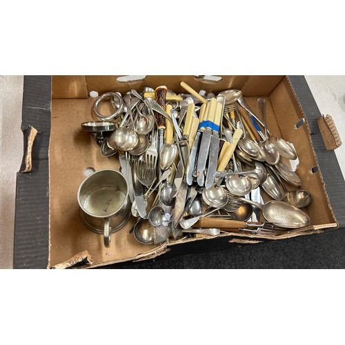 137 - Selection of miscellaneous to include assorted cutlery, pottery and a salter