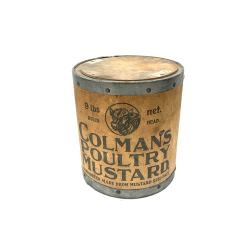 128 - Vintage Colmans mustard tin height approximately 9 inches, diameter 8,5 inches