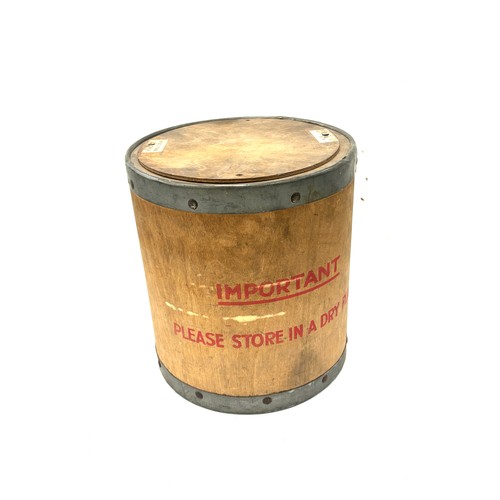 128 - Vintage Colmans mustard tin height approximately 9 inches, diameter 8,5 inches