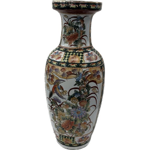 283 - Large  hand painted oriental vase, no markings to base, overall height 25 inches