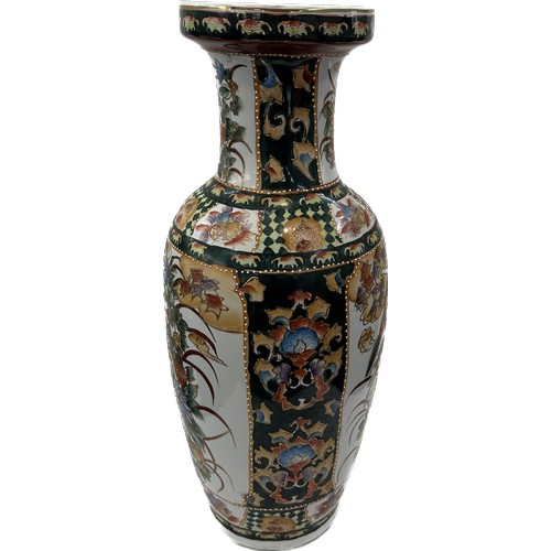 283 - Large  hand painted oriental vase, no markings to base, overall height 25 inches