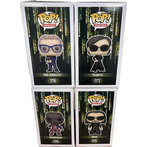 15 - Boxed Funko Pop Movies Matrix vinyl figures to include  1172 Neo ,1173 Trinity, Morpheus 1175, The A... 