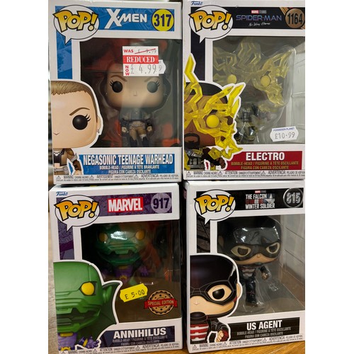 103 - 4 Boxed Funko pop figures includes X-Men, Spider-man, Marvel etc