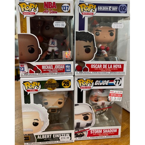 109 - Selection of Funko pop figures includes nba all stars, Golden boy, World History etc