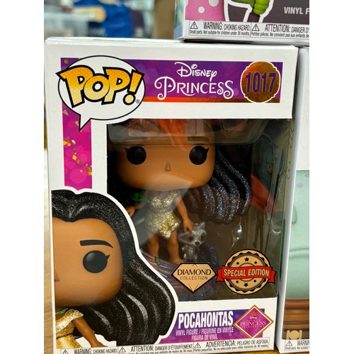 24 - Three Funko pop figures includes Solar Opposites and Disney princess