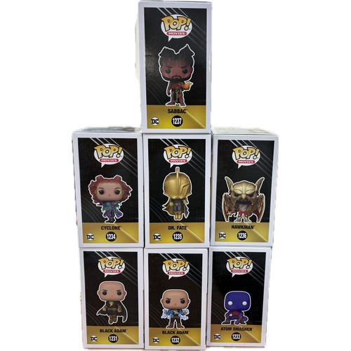 55 - Boxed set of 7 Funko Pop movies Black Adam vinyl figures to include 1231 Black Adam, 1232 Black Adam... 