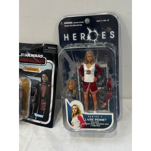 57 - Selection of action figures toys in their original packaging to include Heros ' Series 1 Claire Benn... 