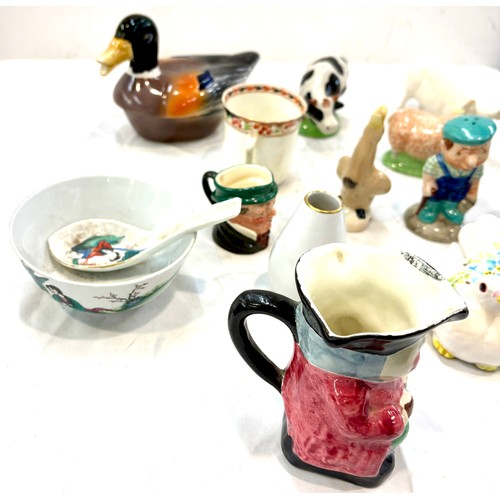 25 - Selection of pottery to include Antique Pekin B & D oriental teapot, makers mark to base, Beswick pi... 