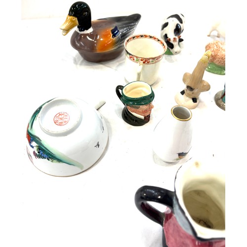 25 - Selection of pottery to include Antique Pekin B & D oriental teapot, makers mark to base, Beswick pi... 