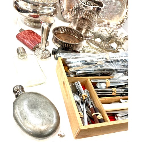 200 - Selection of silver plate to include trays, flower display, champagne bucket etc, stainless steel cu... 