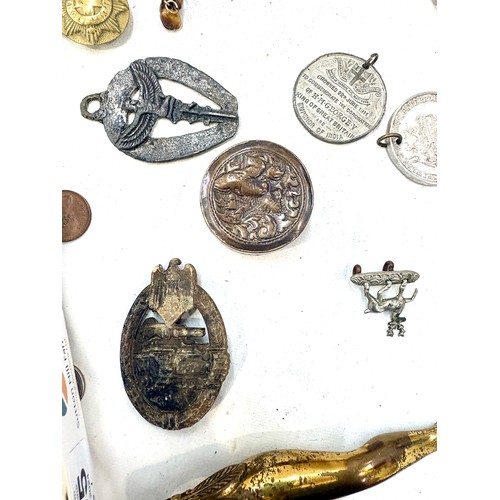 166 - Selection of collectables to include coronation medals, nut cracker, penknives, slides, oriental bra... 