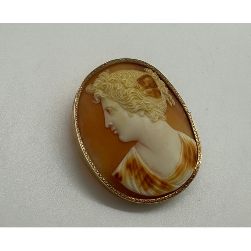 444 - 12ct gold framed cameo brooch