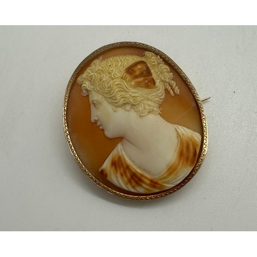 444 - 12ct gold framed cameo brooch