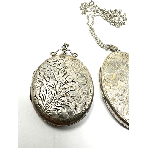 345 - 3 large size silver lockets 1 with silver chain weight 40g measure approx 5cm drop by 3.2cm